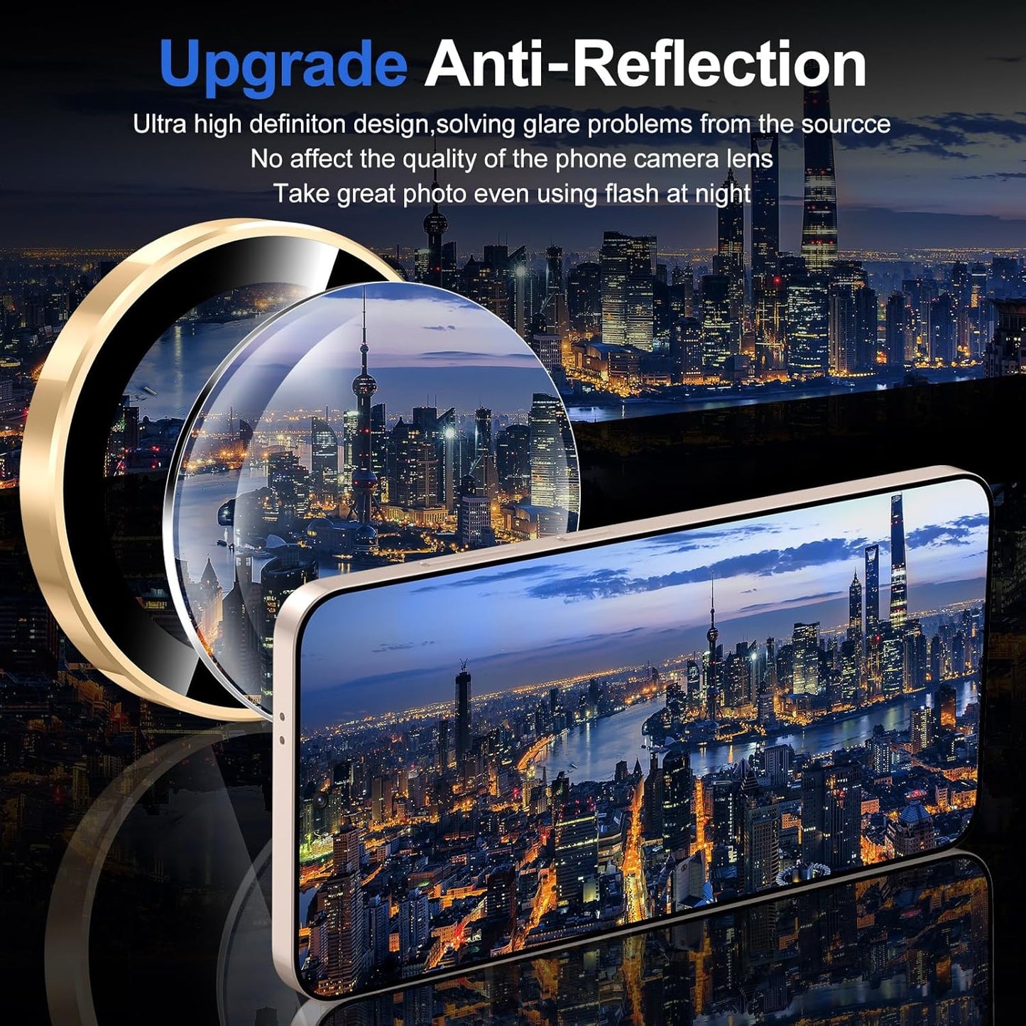 for Samsung Galaxy S25 Plus Camera Lens Protector, Individual Metal Ring Tempered Glass Lens Cover, [Strong Adsorption] Scratch Resistant Ultra-Thin HD Clear Lens Cover, 1 Set-Gold Ring
