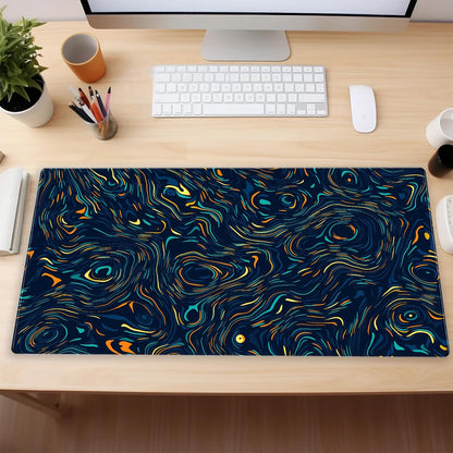 Abstract Starry Sky Swirl Gaming Desk Mat - XXL Large Mouse Pad for Keyboard & Mouse with Stitched Edges, 31.5" x 15.7" Colorful Art