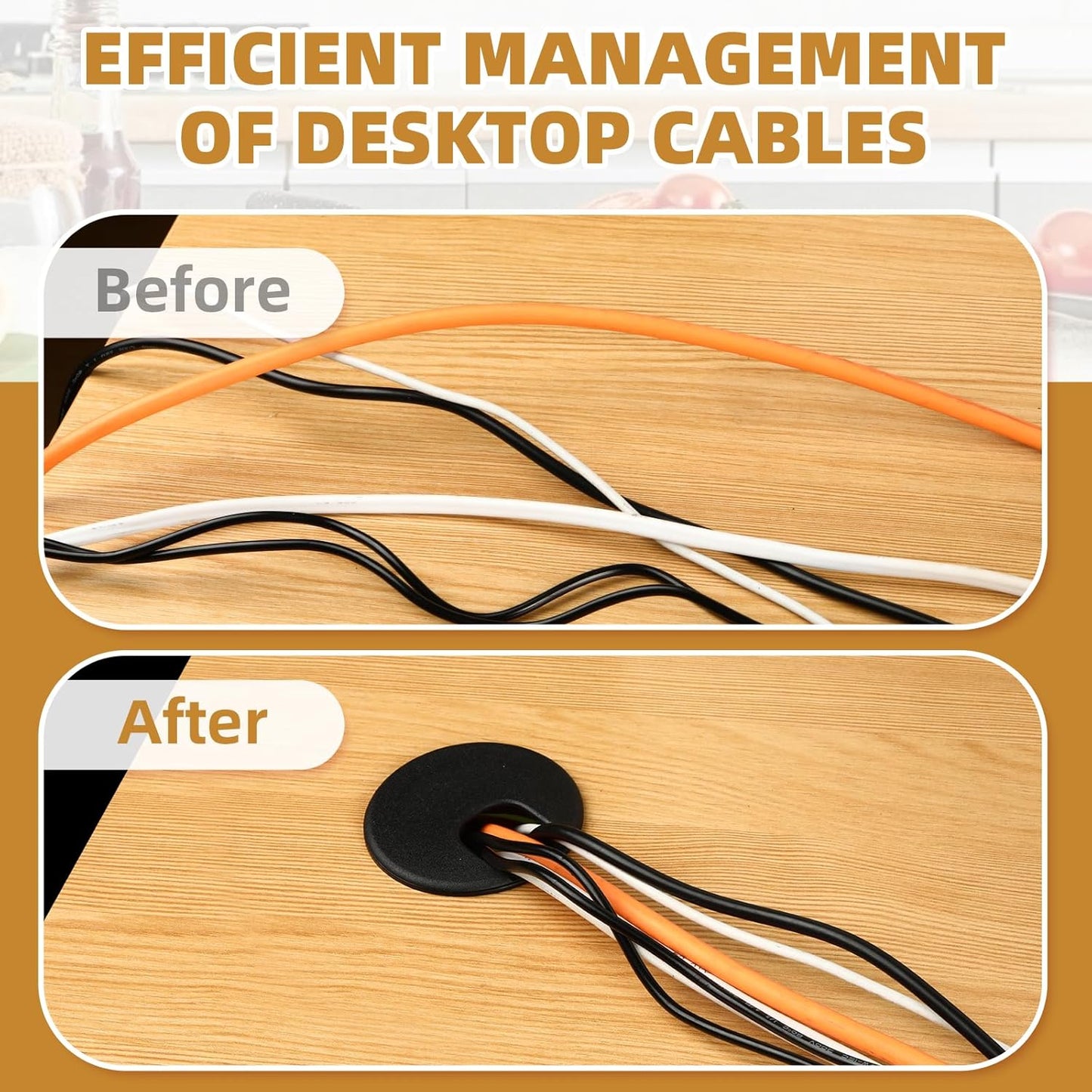 Desk Grommet 1.5 Inch (38 mm) 10 Pieces, Desk Hole Cover for Cables White, ABS Plastic Grommet Hole Cover with Hole Saw for Wires Cables Through The Countertop by XIOGZAXI