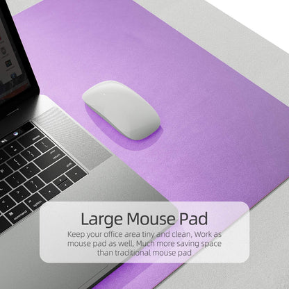 YSAGi Desk Mat, Waterproof Mouse pad for Desk, Leather Desk Pad Large for Keyboard and Mouse,Dual-Sided Mouse Mat for Office (35.4" x 17", Aconite Violet+Eosine Pink)