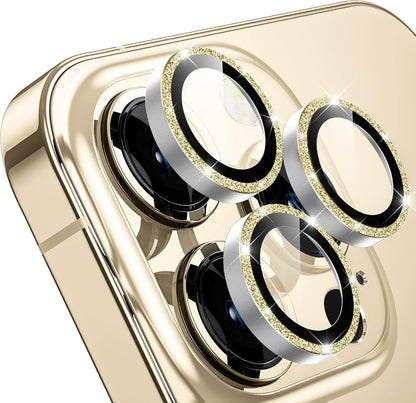 WSKEN [Gold Glitter] for iPhone 14 Pro/iPhone 14 Pro Max Camera Lens Protector,[Night Shooting Mode] HD Tempered Metal Glass Camera Screen Protector Cover Film Accessories