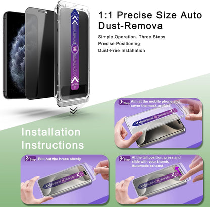 2 Pack Privacy Screen Protector for iPhone 11 Pro Max and iPhon Xs Max 6.5-Inch Auto Dust Removal, No Bubbles,Anti-Spy Tempered Glass Film, Easy Installation