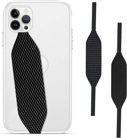 Phone Grip Strap - Pack of 2 Reversible Finger Holder for Phone Back, Customizable Anti-Slip Design, Wireless Charging Compatible Detachable Holder for iPhone - Carbon Fiber