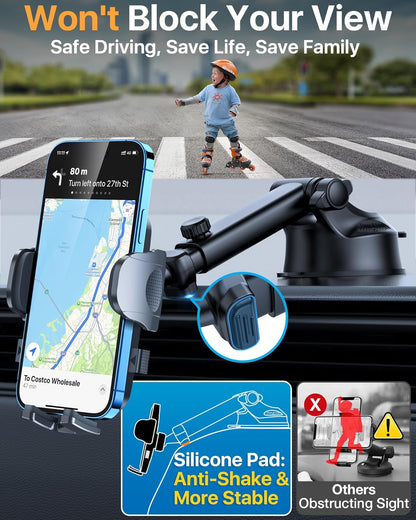 2025 Ultimate Car Phone Mount【98+LBS Strongest Suction & Military-Grade】【Patent & Safety Certs】 Cell Phone Holder Truck Stand for Dashboard Windshield Vent for iPhone 16 Pro Max Samsung (Dark Blue)