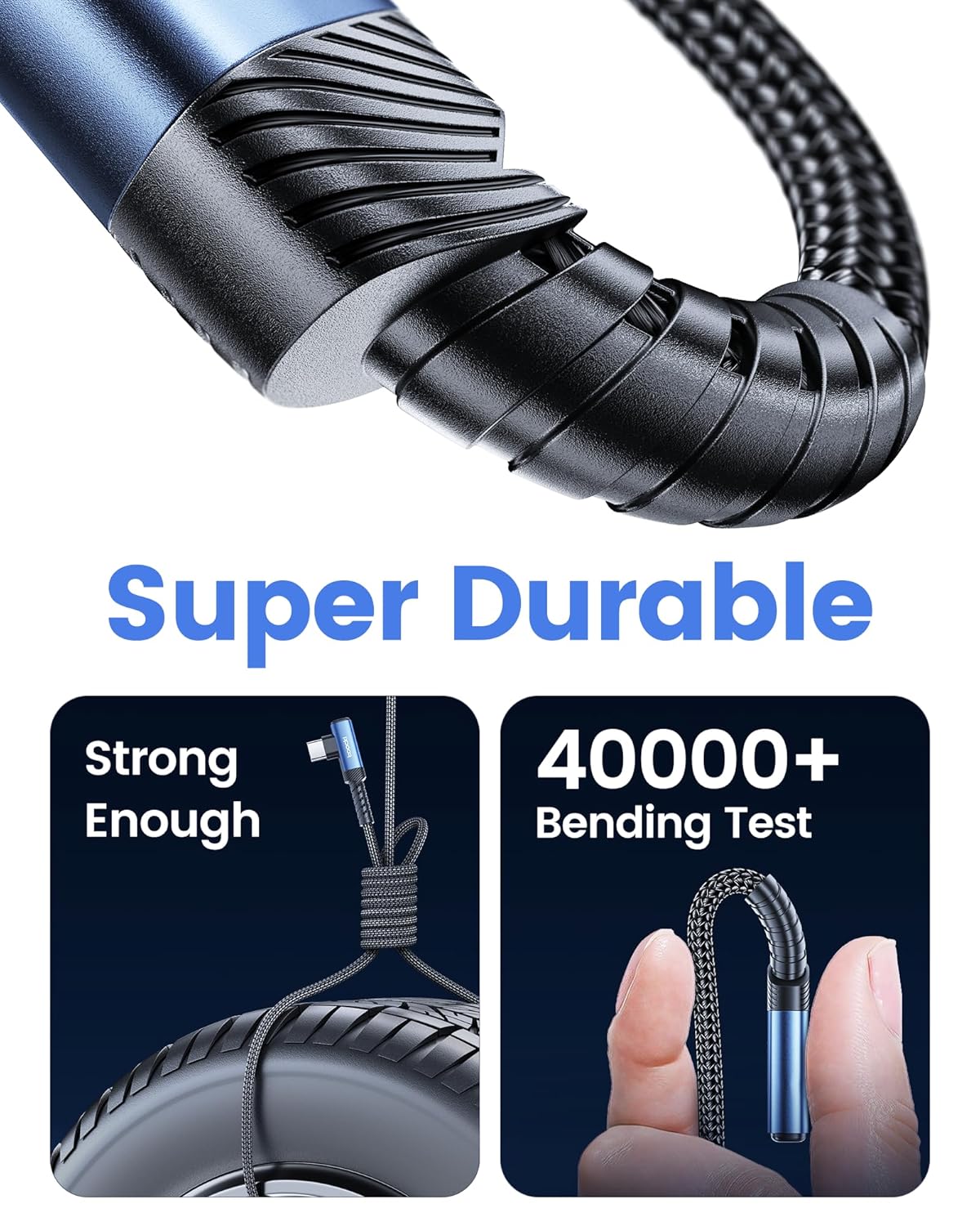 USB C Cable Right Angle, 2-Pack 1.6ft USB A to USB C Charger Cable 90 Degree Braided Fast Charging Cord for iPhone 15/15 Plus/15 Pro/15 Pro Max/Samsung Galaxy S10 S10+, LG V30, Switch