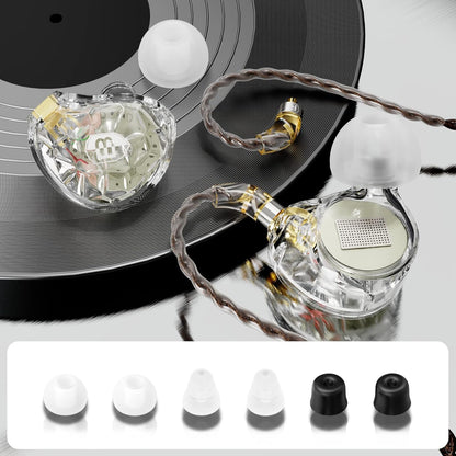 BASN ASONE 14.2mm Planar Driver in-Ear Monitors Earphone with Two Detachable MMCX Cables for Musicians Drummers Bass Players Singers(Clear)