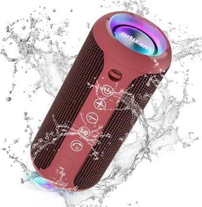 Ortizan X10 Portable Bluetooth Speaker, 24W Stereo Sound, IPX7 Waterproof, 30H Playtime, 66ft Bluetooth Range, TWS Pairing, Red