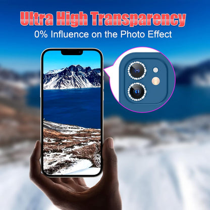 AGVEE 3+3 6 Pack for iPhone 12 Pro/12/12 Mini/11 Pro Max/11 Pro/11 - Bling Diamond & Glitter Metal Ring 9H Tempered HD Glass Camera Protector