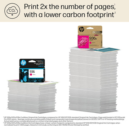 HP 936e EvoMore High Yield Magenta Ink Cartridge | Works OfficeJet 9120 Series, OfficeJet Pro 9100 Series, OfficeJet Pro Wide Format 9700 Series | Carbon Neutral | 4S6V4LN