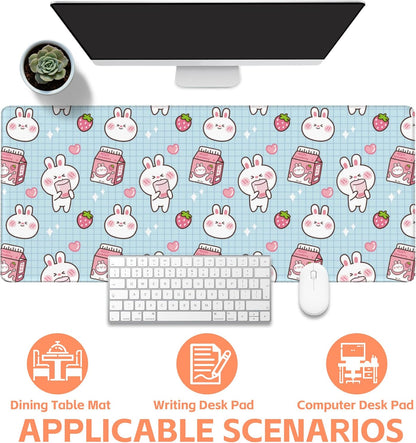 Mouse Pad Large Milk Box with Rabbit Non-Slip Gaming Desk Mat with Stitched Edge Laptop Keyboard Desk Pad for Work Home Gaming (35.4 x 15.7 Inches)