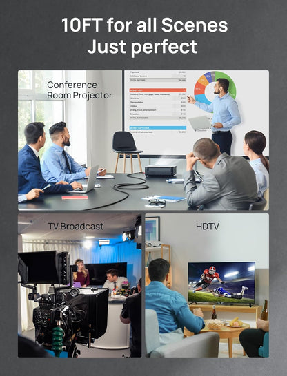 JSAUX 8K HDMI Cables 2.1 10FT 2-Pack 48Gbps Ultra High Speed Cords(8K@60Hz 7680x4320, 4K@120Hz) eARC HDR10 HDCP 2.2 & 2.3 3D, Compatible with PS5/PS4/X-Box/Roku TV/HDTV/Blu-ray/LG/Samsung QLED