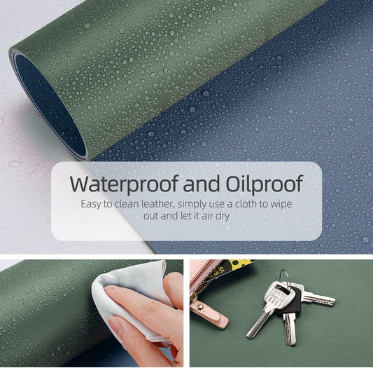YSAGi Office Desk Pad, Desk Mat, 23.6" x 13.7" Ultra Thin Waterproof PU Leather Desk Blotter, Laptop Desk Pad Protector for Keyboard, Desk Writing Pad for Office and Home (Dark Green+Dark Blue)