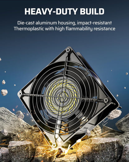 DEWENWILS 120V AC Fan, Waterproof Exhaust Fan 120mm, 18W 2850RPM 90CFM, DIY Cooling Fan for Refrigerator, Computer Case, Compressor Engine, Generator, UL Listed