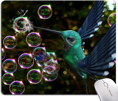 Hokafenle Hummingbird Mouse Mat - Square Waterproof Non-Slip Rubber Base Mouse Pad for Office & Home Laptop