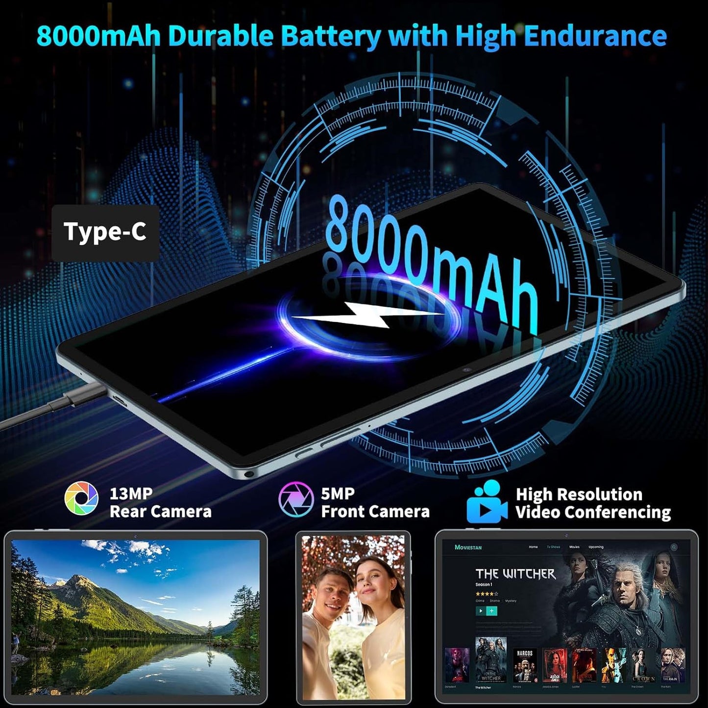 2025 Android 15 Tablet with Keyboard, 24GB+128GB+2TB Expand, 10.1 Inch Octa-Core 2-in-1 Tablets with 5G/2.4G WiFi, 8000mAh, BT5.0, GMS Certified, with Mouse, Case, Stylus, Split Screen(Pink)