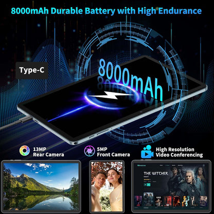 2025 Android 15 Tablet with Keyboard, 24GB+128GB+2TB Expand, 10.1 Inch Octa-Core 2-in-1 Tablets with 5G/2.4G WiFi, 8000mAh, BT5.0, GMS Certified, with Mouse, Case, Stylus, Split Screen(Black)