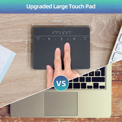 Wired & Wireless Metal Touchpad for PC Computer & Laptop, Rechargeable Trackpad Travel-Friendly Bluetooth & USB Mouse Pad for Windows 7/10/11, Black