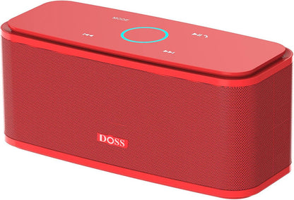 DOSS SoundBox Touch Wireless Bluetooth Speaker with HD Sound and Bass, IPX5 Water-Resistant, 20H Playtime, Handsfree, Portable for Office, Home, Outdoor, Travel-Red