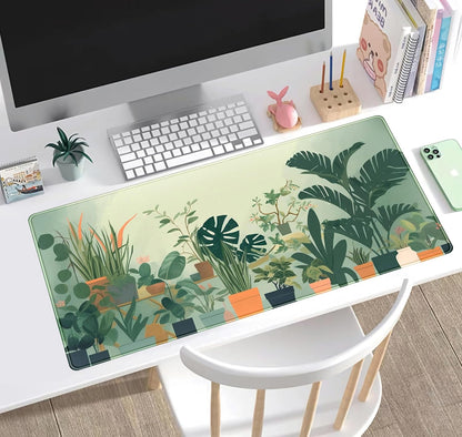 Gardener Mousepad Nature Desk Mat Green Desk Pad Cute Office Decor Mouse Pad Aesthetic Mousepad Plant Deskmat, XXL Large Extended Gaming Deskpad Laptop Keyboard Mouse Mat for Girl 31.5x15.75 in