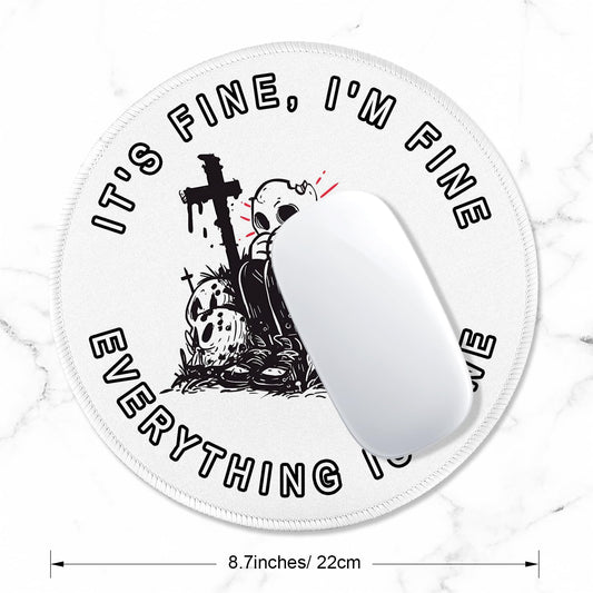 ITNRSIIET Round Mouse Pad with Stitched Edge Premium-Textured Waterproof Non-Slip Rubber Base Desktop Protection Mat Diameter 8.7 inches, Lonely