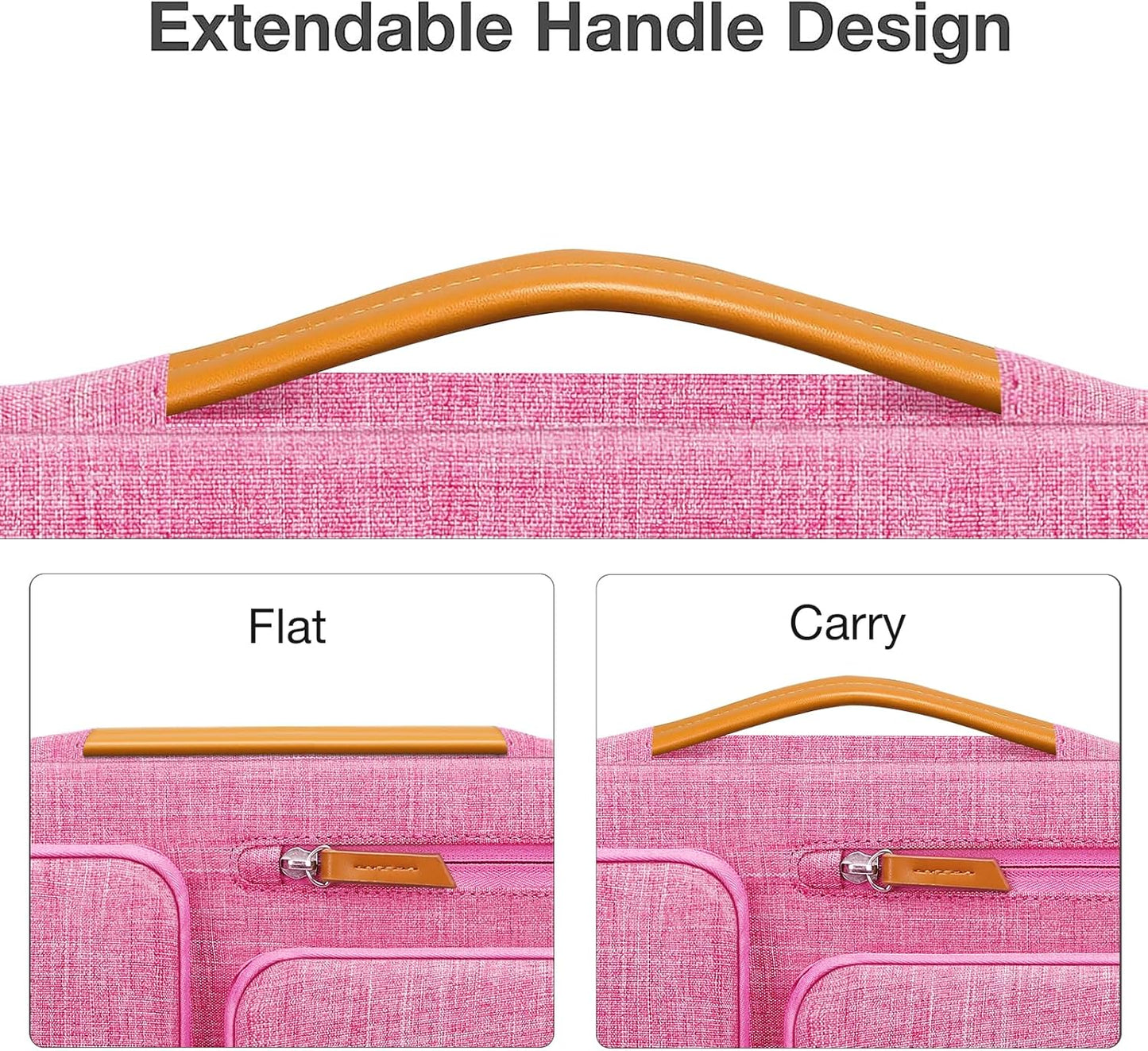 MOSISO 360 Protective Laptop Case 13.3 inch, 13-13.3 inch Laptop Sleeve Compatible with MacBook Air/Pro 13 / Pro 14,HP Dell Acer ASUS,Side Open Carrying Case with 4 Zipper Pockets&Handle, Rose Red