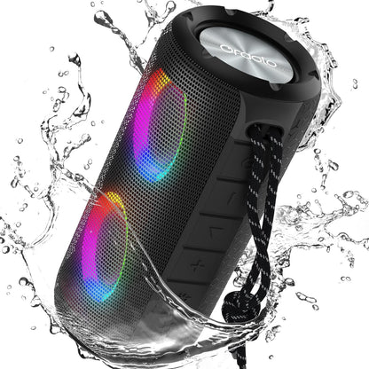 BUGANI Luster Bluetooth Speakers, Portable Wireless Stereo Speaker with Colorful Lights, Loud Sound, Bluetooth 5.3, 24H Playtime, IPX6 Waterproof, AUX-in, for Home/Outdoor/Camping/Beach