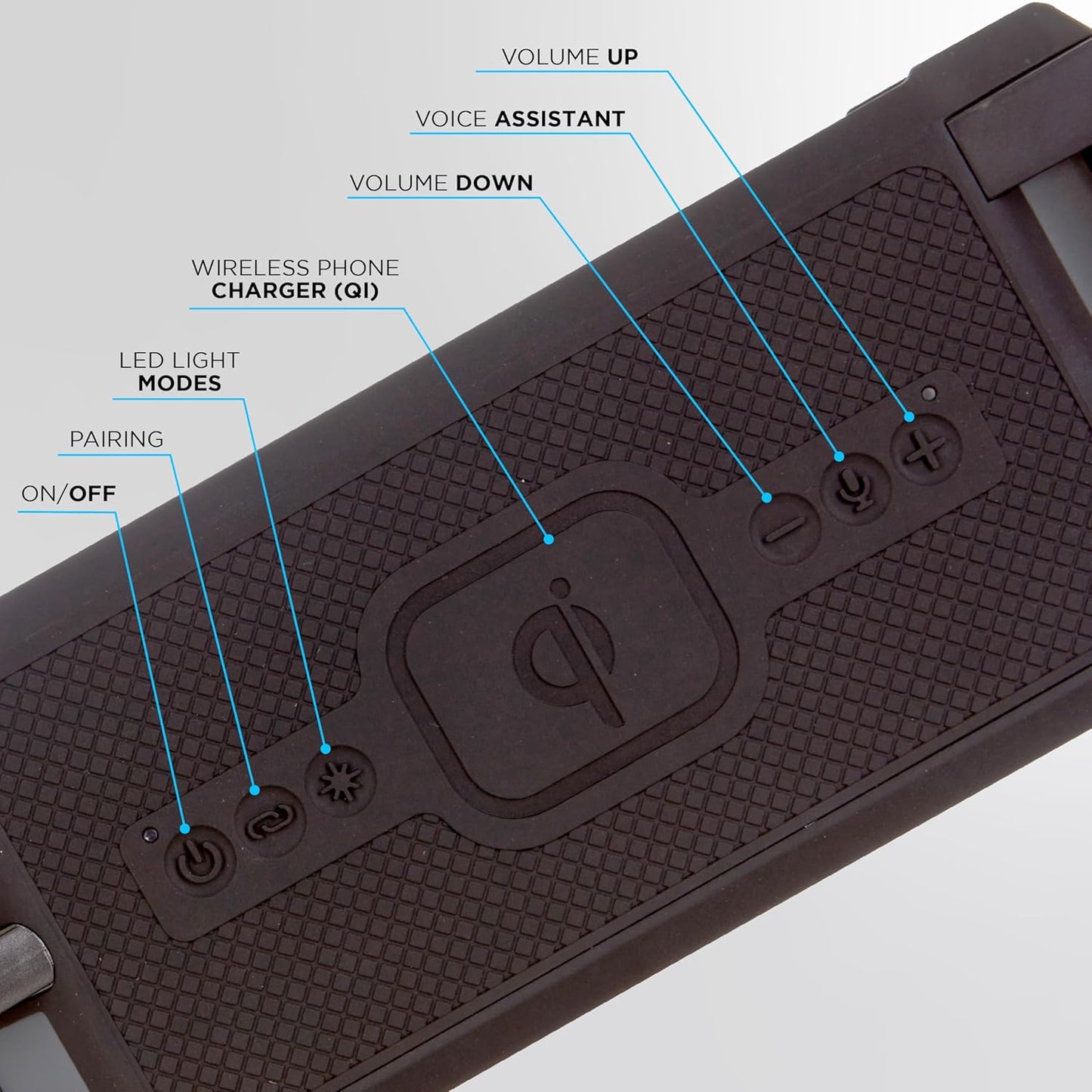 Altec Lansing Portable Bluetooth Speaker HYDRABOOM 2.0, 32W Output Power, 16Hr Playtime, Party Sync, Qi Wireless Charging, Everything-Proof, Voice Assistant Compatible - Black