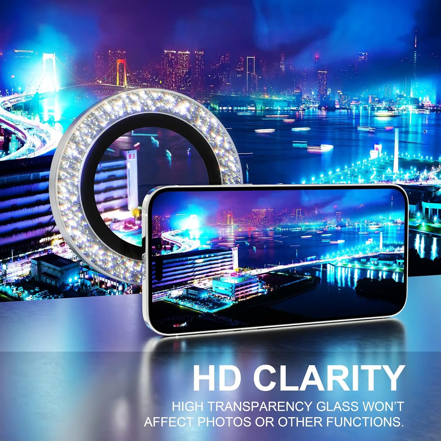 Choiche [3+1 for iPhone 14 Pro/iPhone 14 Pro Max Camera Lens Protector Bling, 9H Tempered Glass Camera Cover Screen Protector Metal Ring Decoration Accessories (Glitter-Silver)