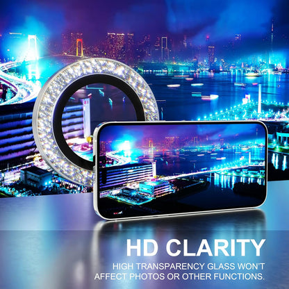 Choiche [3+1 for iPhone 14 Pro/iPhone 14 Pro Max Camera Lens Protector Bling, 9H Tempered Glass Camera Cover Screen Protector Metal Ring Decoration Accessories (Glitter-Silver)