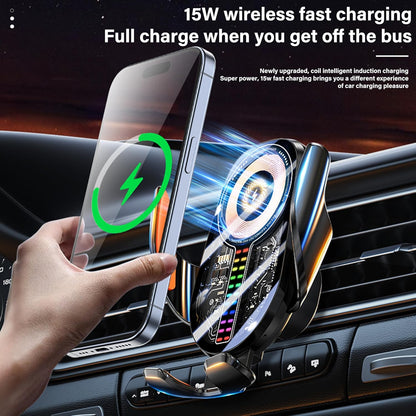 Wireless Car Charger, Cell Phone Car Mount 15W Fast Charging Auto Clamping for Car Vent Phone Holder Charger for iPhone 16 15 14 13 12 11 Pro Max, Glaxy S24 Ultra, LG, Google