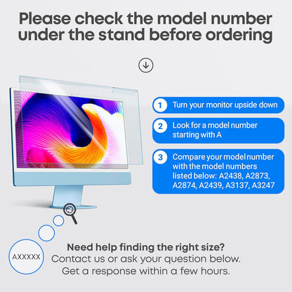 VINTEZ Blue Light Screen Protector Compatible With iMac 24 Inch (2021, 2022, 2023, 2024, M1, M3, M4) – Anti-UV Blue Light Blocking Film for Desktop PC, Eye Protection Filter, 21.5" x 12.6"
