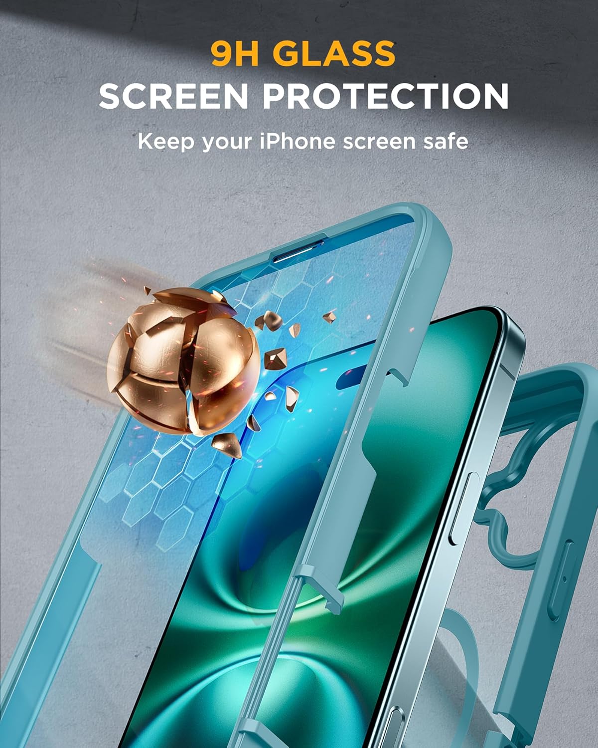 Miracase for iPhone 16 Case 6.1'', [Bubble Free] Full-Body Bumper Phone case with Built-in Full Glass Screen &Lens Protector,No Gap,Compatible with MagSafe,Drop Proof 16 Cover,Green