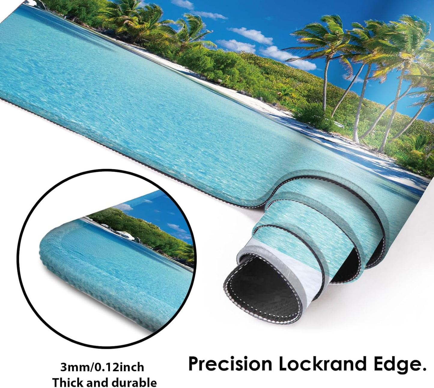 Galdas Gaming Mouse Pad XXL XL Large Long Extended Big Mousepad Non-Slip Rubber Keyboard Mouse Pad with Stitched Edges for Laptop Home Office (31.5x11.8x0.08 Inch) … (Beach 2025)