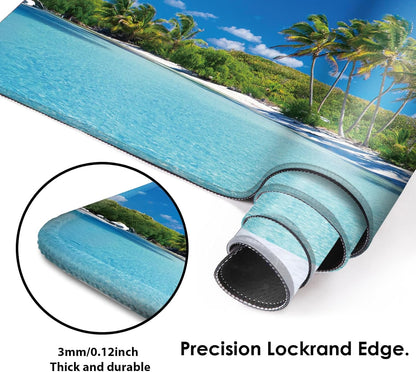 Galdas Gaming Mouse Pad XXL XL Large Long Extended Big Mousepad Non-Slip Rubber Keyboard Mouse Pad with Stitched Edges for Laptop Home Office (31.5x11.8x0.08 Inch) … (Beach 2025)