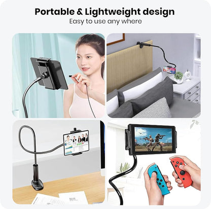 Adjustable 39in Phone & Tablet Holder – 360° Rotating Flexible Arm Mount for Bed & Desk, Universal Clamp Stand for Mobile Phones, Kindle, Galaxy Tabs, Fire Tablets, 4.7"–11" Devices
