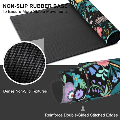 Mouse Pad, Large Colorful Flowers and Plants Desk Mat, Extended Non-Slip Gaming Keyboard Mousepad Desk Pad, Thick Stitched Edges Waterproof Mouse Mat 31.5"x15.7" (Beautiful Floral)