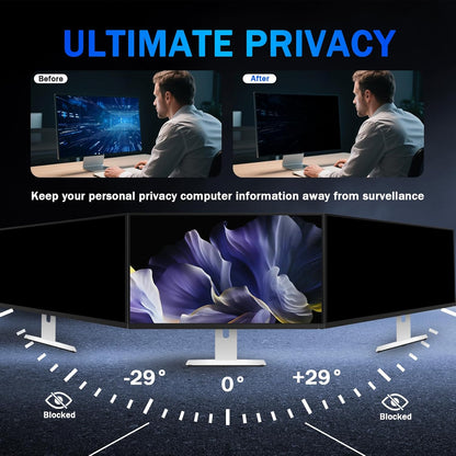 [2 Pack] Magnetic Computer Privacy Screen Filter 27 Inch for Frameless Monitor 16:9 Aspect Ratio, Removable Anti Glare Blue Light Protector, Double Sided Reversible Eye Care 27in Film