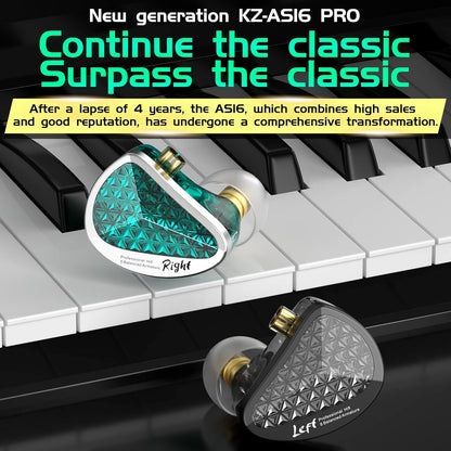 KZ AS16 PRO in Ear Monitor,8 BA Units on Each Side Wired Earphone with Detachable Cable HiFi IEM Earbuds,Stage Monitor Earphone HiFi Earbuds Headphone for Musician Audiophile(Black,Without Mic)