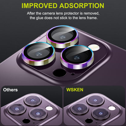 WSKEN for iPhone 14 Pro/iPhone 14 Pro Max Camera Lens Protector,[Night Shooting Mode] HD Tempered Metal Glass Camera Screen Protector Cover Film Accessories, Colorful
