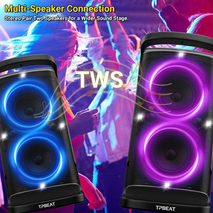 Portable Bluetooth Speaker: 160W Peak Powerful Loud Sound Deep Bass Wireless Boombox Large Subwoofer 15 Hours Battery Life Fast Charging