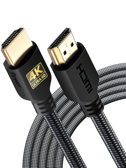 PowerBear 4K HDMI Cable 15 ft | High Speed Hdmi Cables, Braided Nylon & Gold Connectors, 4K @ 60Hz, Ultra HD, 2K, 1080P, ARC & CL3 Rated | for Laptop, Monitor, PS5, PS4, Xbox One, Fire TV, & More