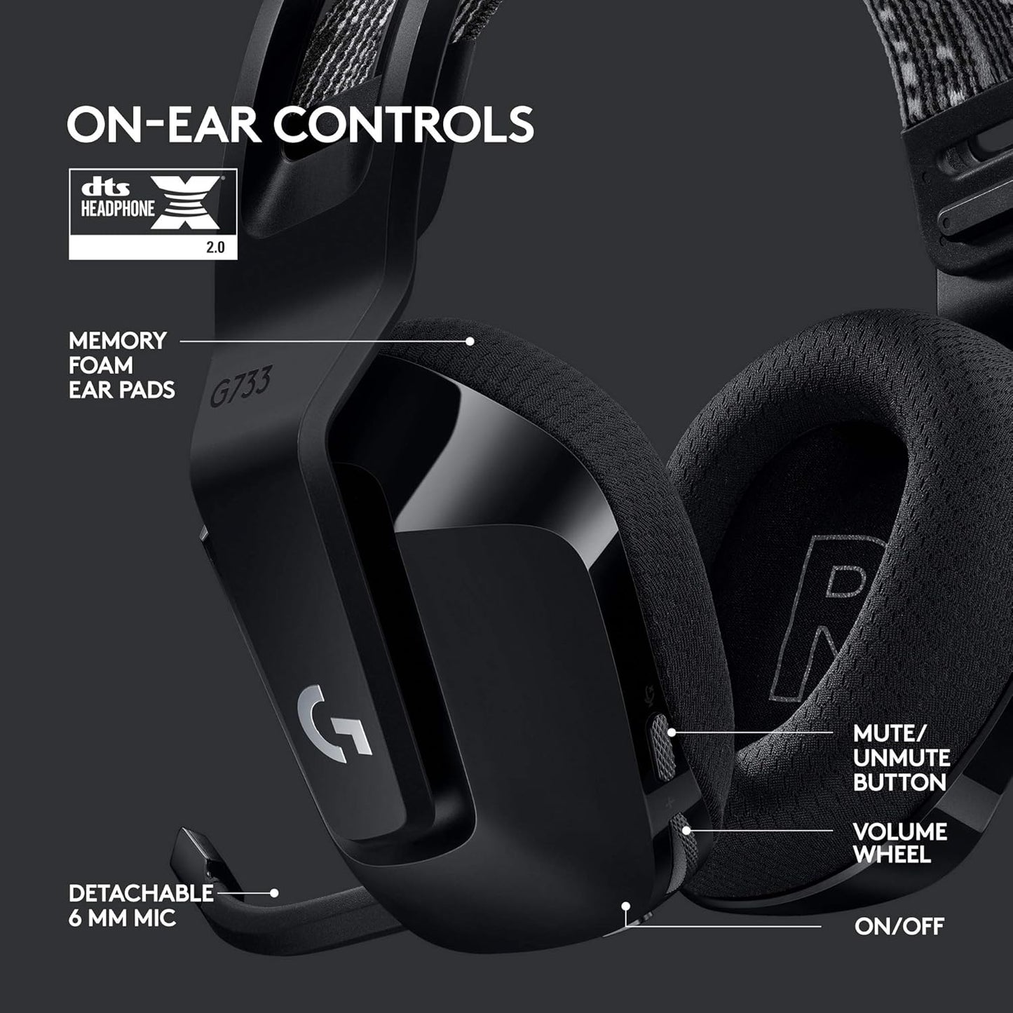 Logitech G733 Lightspeed Wireless Gaming Headset + Litra Beam LX Premium Dual-Sided RGB LED Streaming Key Light - Black