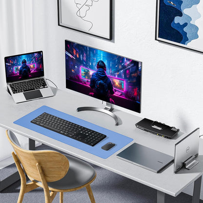 ALOANES Waterproof Mouse Pad, XL Gaming Keyboard Pad with Anti-Slip Base, Grain Jacquard Surface, Extend Desk pad for Gamer, Office & Home, Blue Mousepad 31.5''x 11.8''x 0.12''