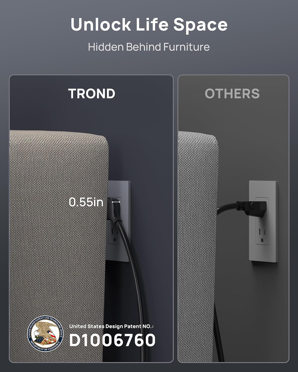 TROND Power Strip Surge Protector 10 ft Cord, 4000 Joules, ETL Listed, 13 Widely-Spaced Outlets Expansion with USB C Ports, Low-Profile Flat Plug, Wall Mount, Extension Cord, 14AWG Heavy Duty, Black