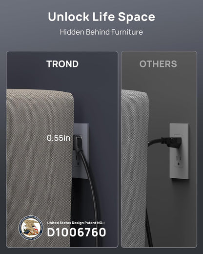 TROND Power Strip Surge Protector 10 ft Cord, 4000 Joules, ETL Listed, 13 Widely-Spaced Outlets Expansion with USB C Ports, Low-Profile Flat Plug, Wall Mount, Extension Cord, 14AWG Heavy Duty, Black