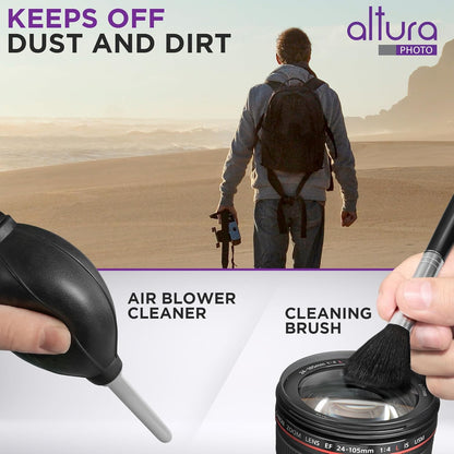 Altura Photo Camera Cleaning Kit - Camera Accessories Electronics Bundle - Lens Cleaner Spray, Brush, Pen, Cloths, Wipes, Air Blower - DSLR Photography Accessories Lens Cleaning Kit Photographer Gifts