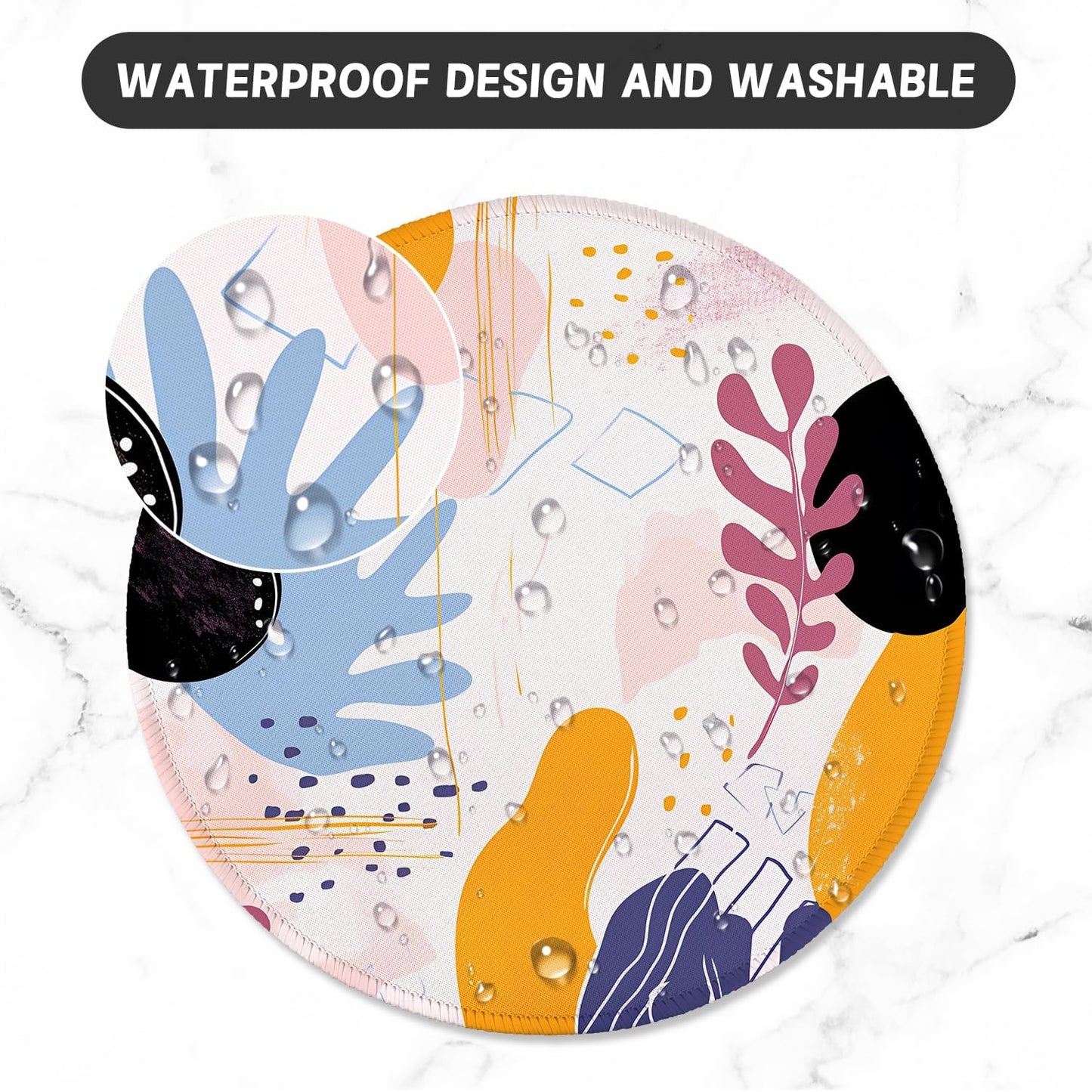 ITNRSIIET Round Mouse Pad with Stitched Edge Premium-Textured Waterproof Non-Slip Rubber Base Desktop Protection Mat Diameter 8.7 inches, Floral Fantasy