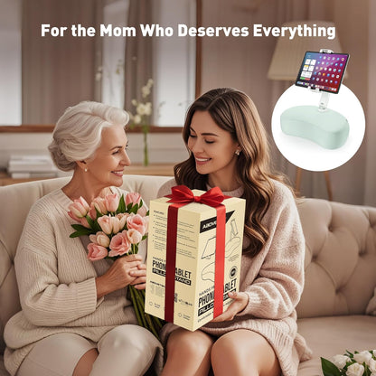 AboveTEK Tablet Pillow Stand for Bed, Hands-Free 360° Adjustable iPad Pillow Holder for Lap Reading w/Soft Bean Bag, Ideal Gift for Mom, Fits 4.7" to 12.9" Tablet, Phone, Kindle - Cyan