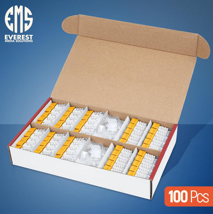 Everest 45° Angled RJ45 Cat6 Keystone Jacks 100-Pack in Yellow - Slim Profile Female RJ45 Connectors - Cat 6 Keystone Jack - Compatible with 45° Angled Speed Termination Tool - 45Term (B0BL3GS7ZY)