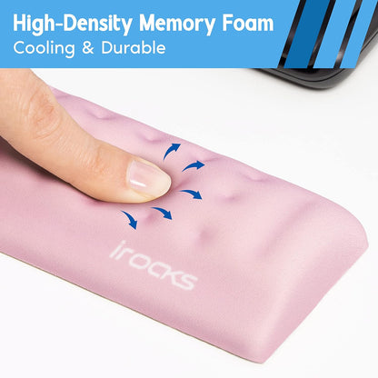 i-Rocks Memory Foam Keyboard Wrist Rest - Pain-Reducing Wrist Rest for Computer Keyboard - Non-Slip Rubber Base Wrist Rest - Cooling Keyboard Pad for Long Hours of Work, Studying, Gaming